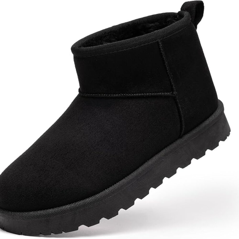 Women's Suede Platform Ankle Boots Black Size 7 - Preloved